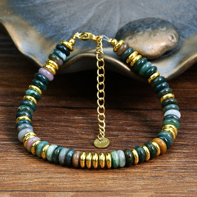 Ins style dopamine colored natural stone bead bracelet for women niche and high-end non fading crystal bracelet - Korvel