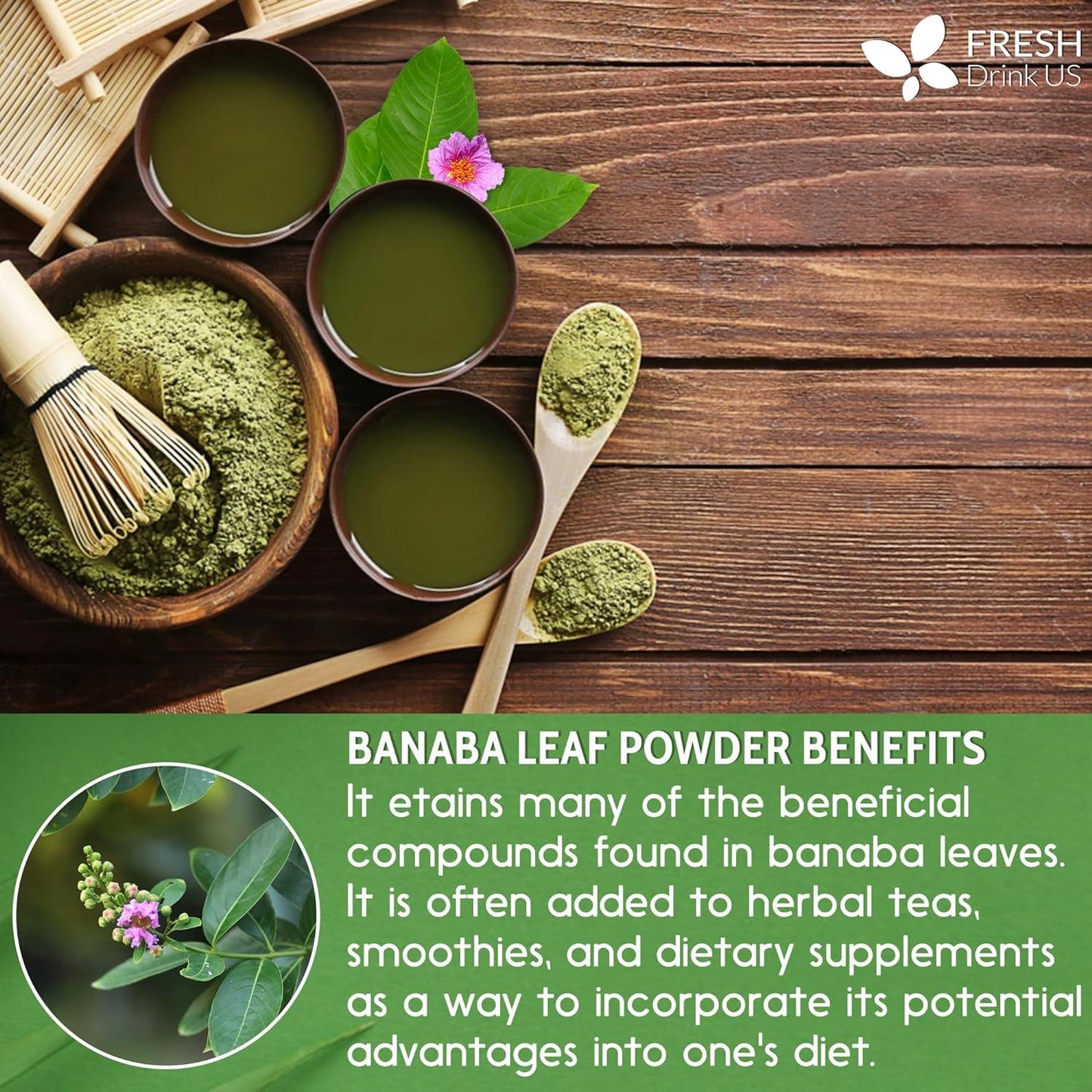 Hojas de banaba secas naturales, bolsitas de té, en polvo, hojas de banaba enteras, hojas de banaba secas 100 % puras, té de hojas de banaba, sin aditivos, sin cafeína, vegano