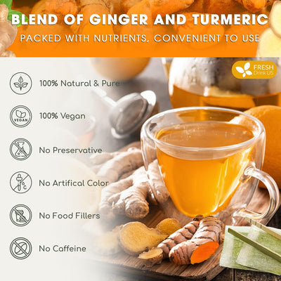 Premium Ginger Turmeric Tea Bags - Handcrafted Herbal Blend