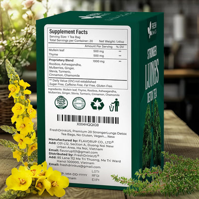 StrongerLungs Tea Bags - Supports Lung Cleanse, Congestion Relief & Mucus Detox - Korvel