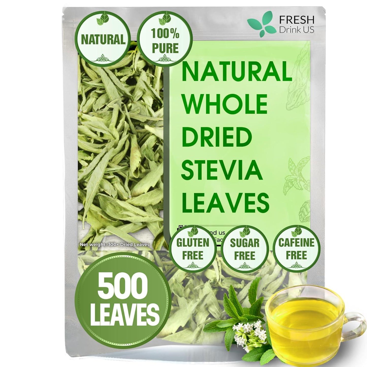 Stevia Leaf, Whole Dried Leaves, Tea Bags, Powder, 100% Natural and Pure from Stevia Leaves. Sugar Substitute for Tea, Coffee. Loose Leaf Stevia Herbal Tea. Zero Calorie Sweetener. No Sugar, No Caffeine, No Gluten, Vegan. - Korvel