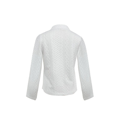 Chaqueta de mujer de tela texturizada de color sólido con cuello alto