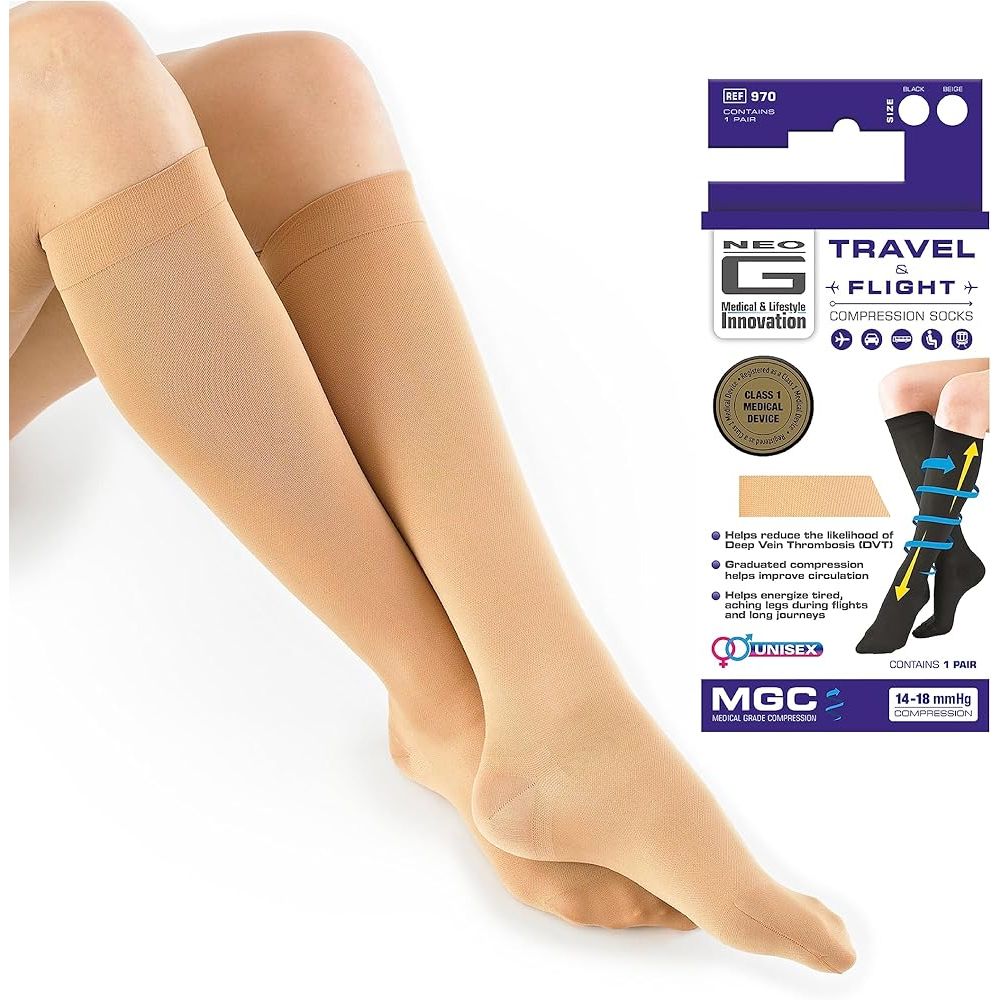 Calcetines de compresión hasta la rodilla Neo G – Beige, Mediano