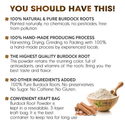 Burdock Root Powder, Burdock Root Extract, 100% Natural & Pure from Burdock Root, Burdock Root Herbal Tea, No Additives, No Caffeine, Vegan - Korvel