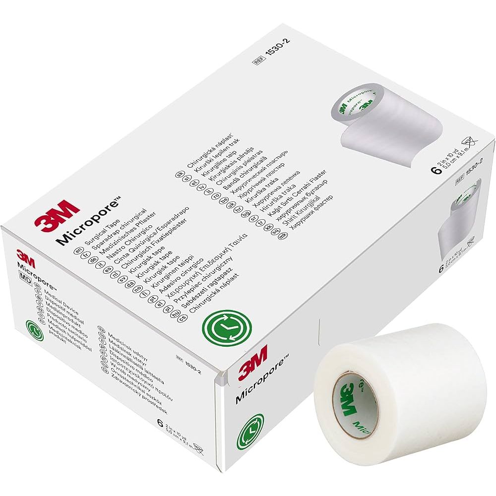 Ruban adhésif chirurgical en papier Micropore 3M, 2 pouces, boîte de 6