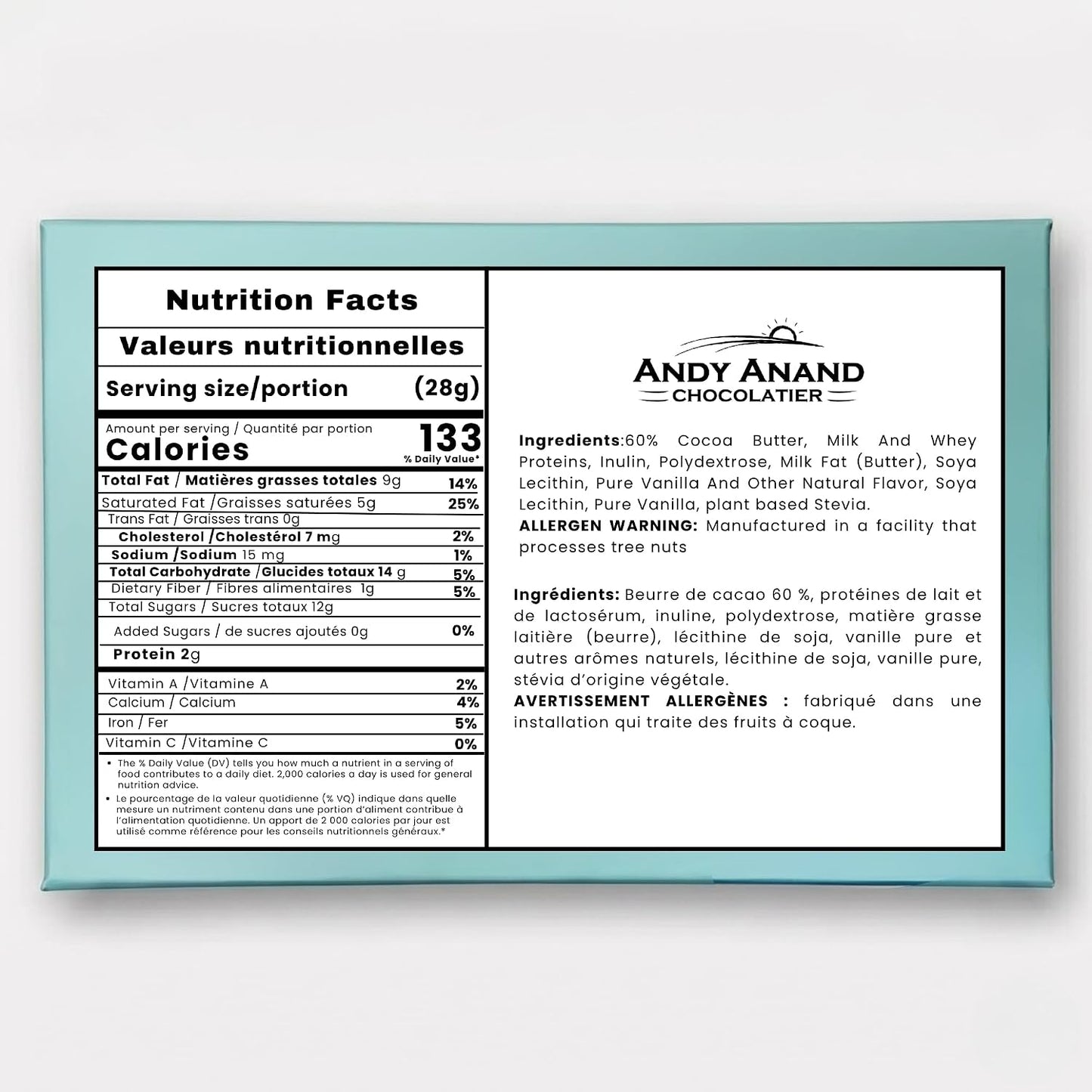 TRUFAS DE CHOCOLATE BLANCO BELGA SIN AZÚCAR ANDY ANAND - 25 piezas