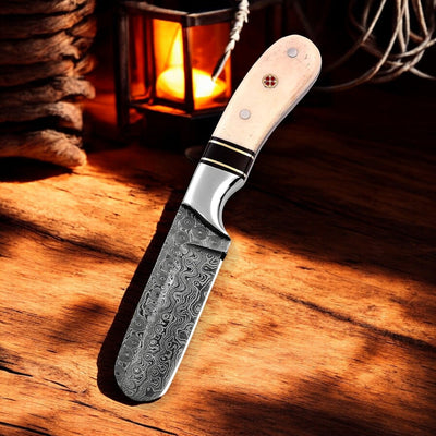 Artisan Bull Cutter Knife – 7" Raindrops Damascus Steel Masterpiece - Korvel
