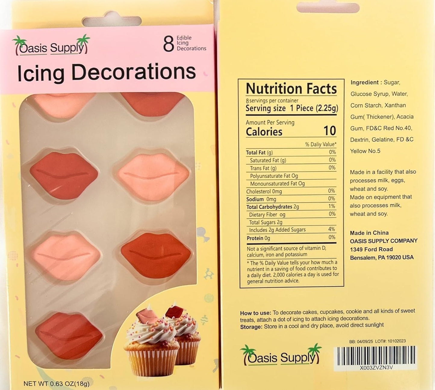 Decoraciones Comestibles para Pasteles de San Valentín - Icing Real en Forma de Labios