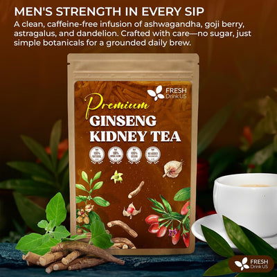 Ginseng 6 Treasures Kidney Tea, Super Kidney Cleanse Detox Tea For Men & Women, 100% Natural Roots & Berries | Caffeine-Free | Adaptogenic Blend for Energy, Wellness & Vitality Support - Korvel
