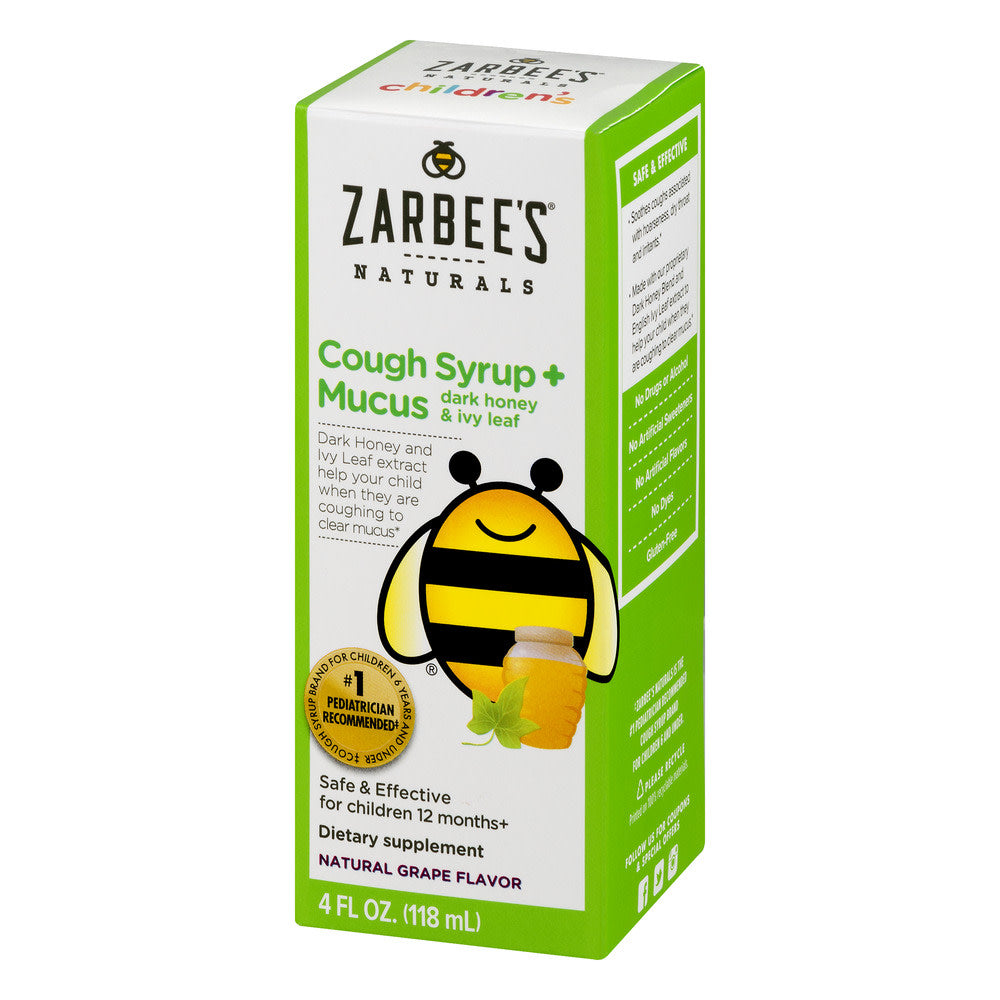 Jarabe para la tos de miel oscura y hoja de hiedra para niños de Zarbee's Naturals - 4 Fl Oz