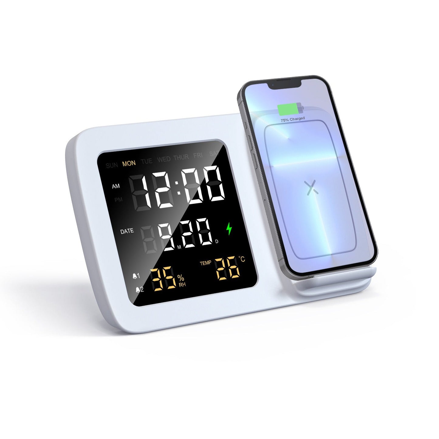 Digital clock wireless charging 15W intelligent three in one alarm clock wireless charging calendar desktop charging - Korvel