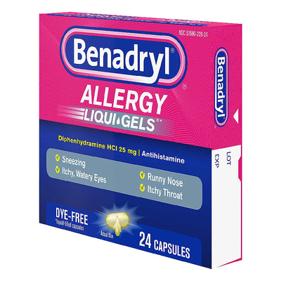 Benadryl Allergy Liqui-Gels sans teinture – 24 capsules