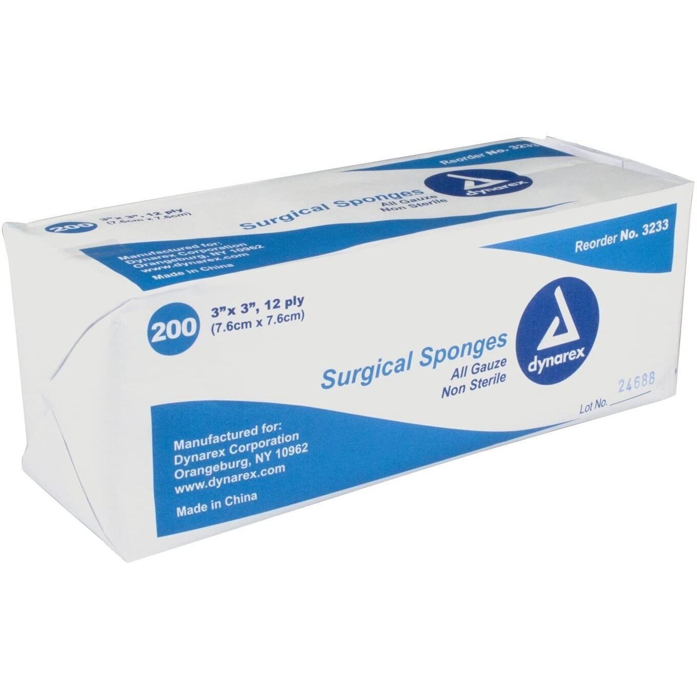 Esponjas de Gasa No Estériles Dynarex Estándar, 12 Capas, 3x3 Pulgadas