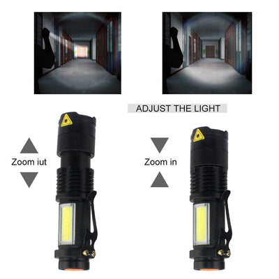 3800LM XML Q5+COB Waterproof Powerful Led Flashlight Torch ZOOM Mini Q5 Hand Lamp Linterna Led for Hiking/Fishing/Camping/Biking - Korvel
