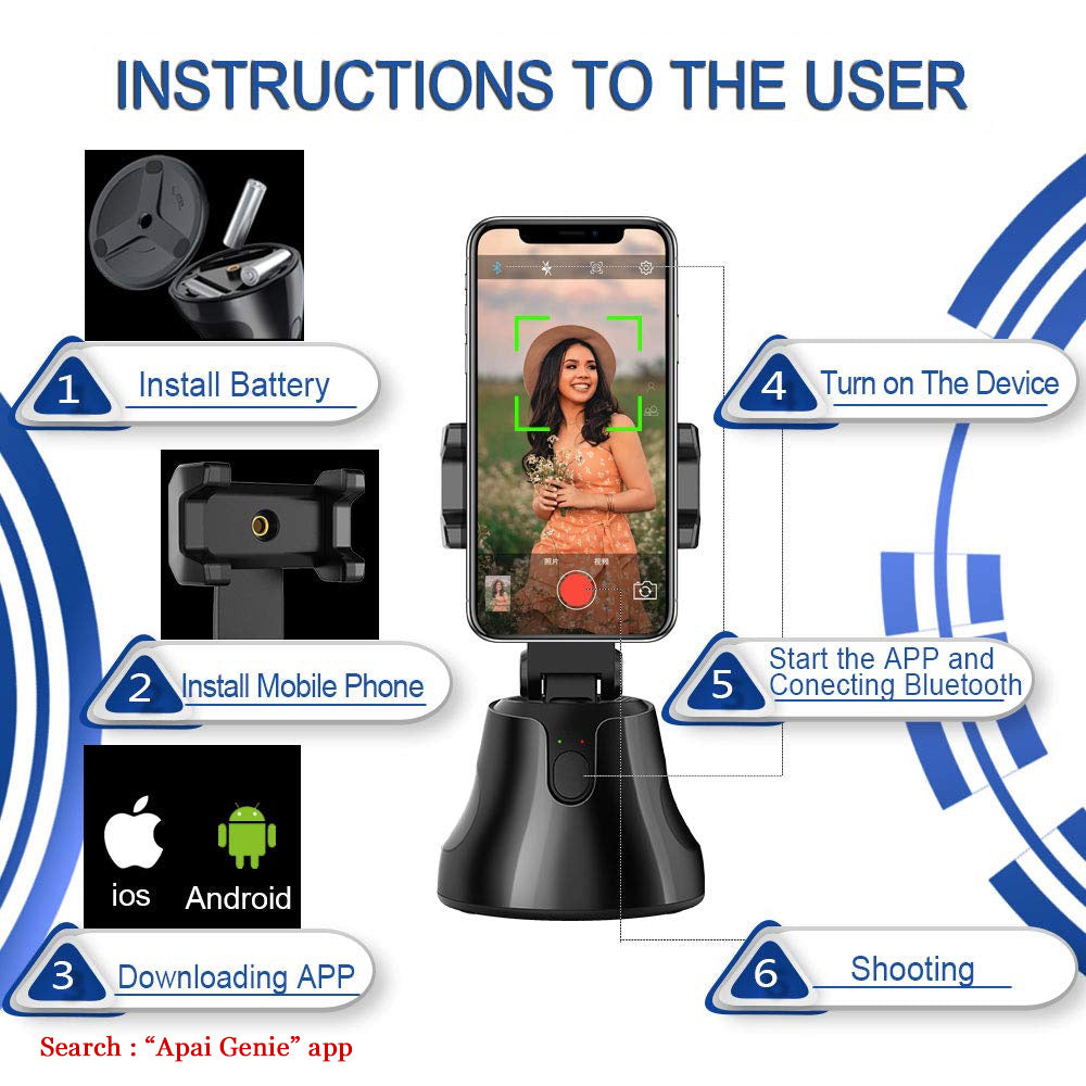 Portable All-in-One Smart Selfie Stick with 360° Rotation