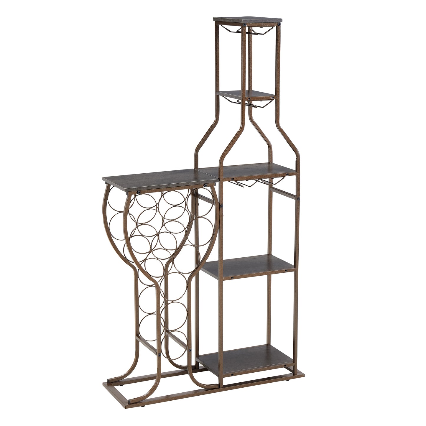 Elegant Grey 11-Bottle Wine Rack with Glass Holder