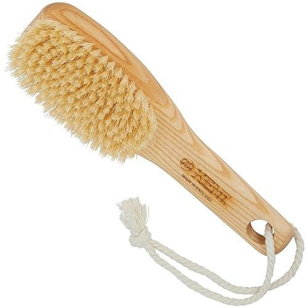 Brosse de bain à manche court en hêtre Kent FD6 avec poils de sanglier blancs
