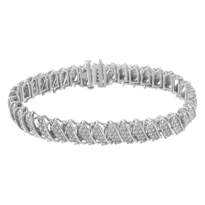 Bracelet de tennis en argent sterling .925 avec diamants de 3,0 cttw en plusieurs rangées