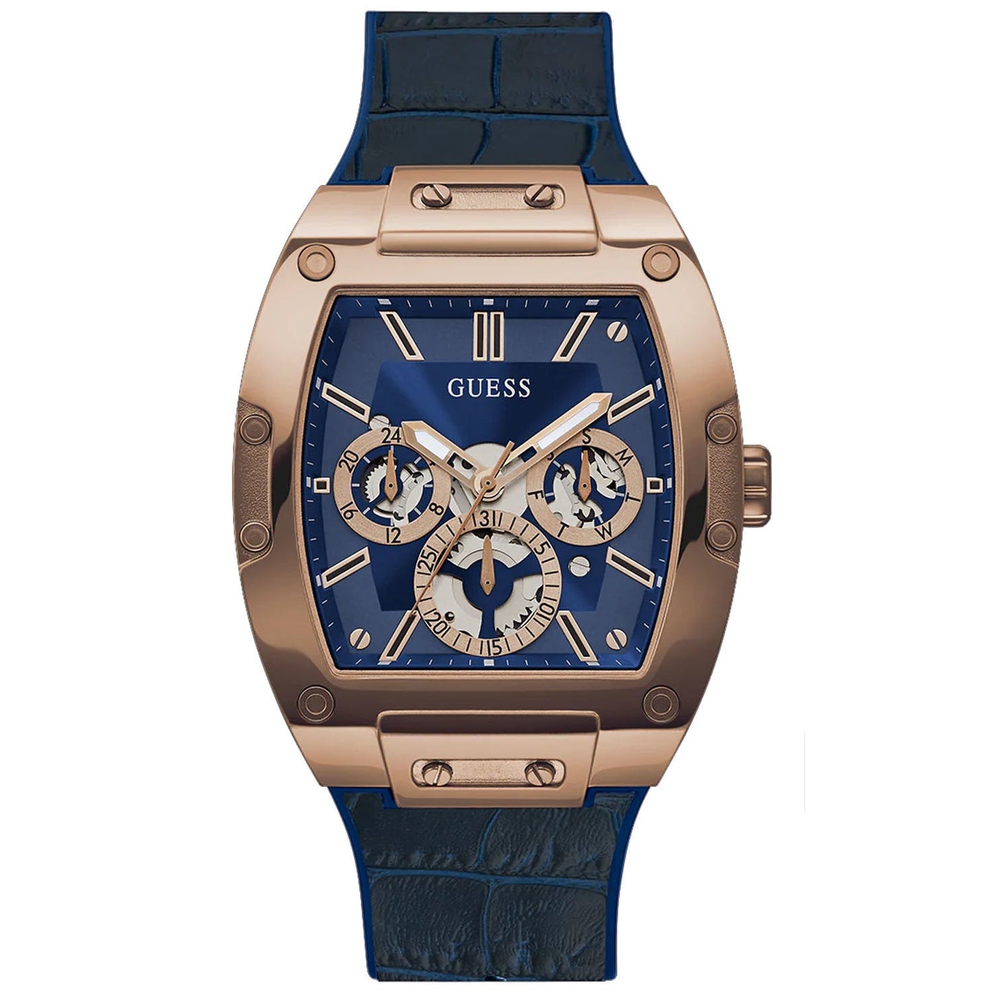 Reloj multifuncional Guess para hombres en tono azul y dorado