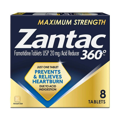 Zantac 360 Force Maximum de 20 Mg Réducteur d'Acidité - 8 Comprimés