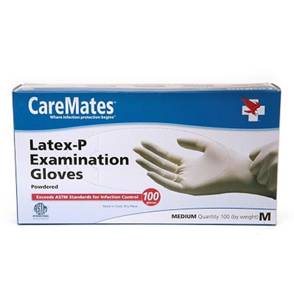 Gants d'examen en latex CareMates – Sans poudre et non stériles – Moyen, 100 unités
