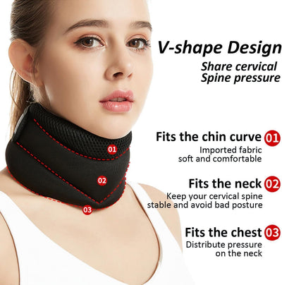Three layer sponge neck support, breathable, high elasticity, anti bowing, forward leaning, cervical neck decompression, office neck cover - Korvel