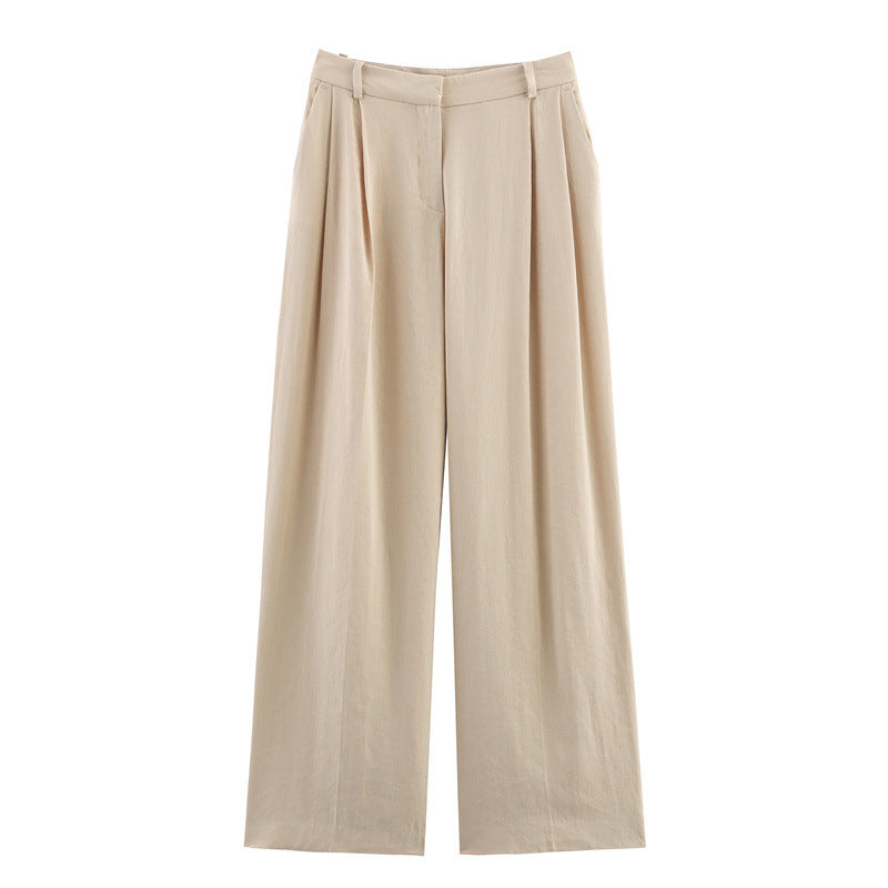 Elegant and Loose Women's Suit Jacket and Wide Leg Pants Style - Korvel