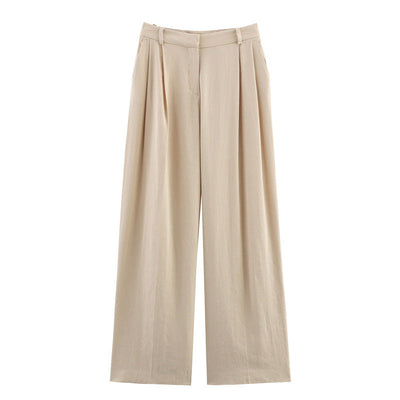 Elegant and Loose Women's Suit Jacket and Wide Leg Pants Style - Korvel