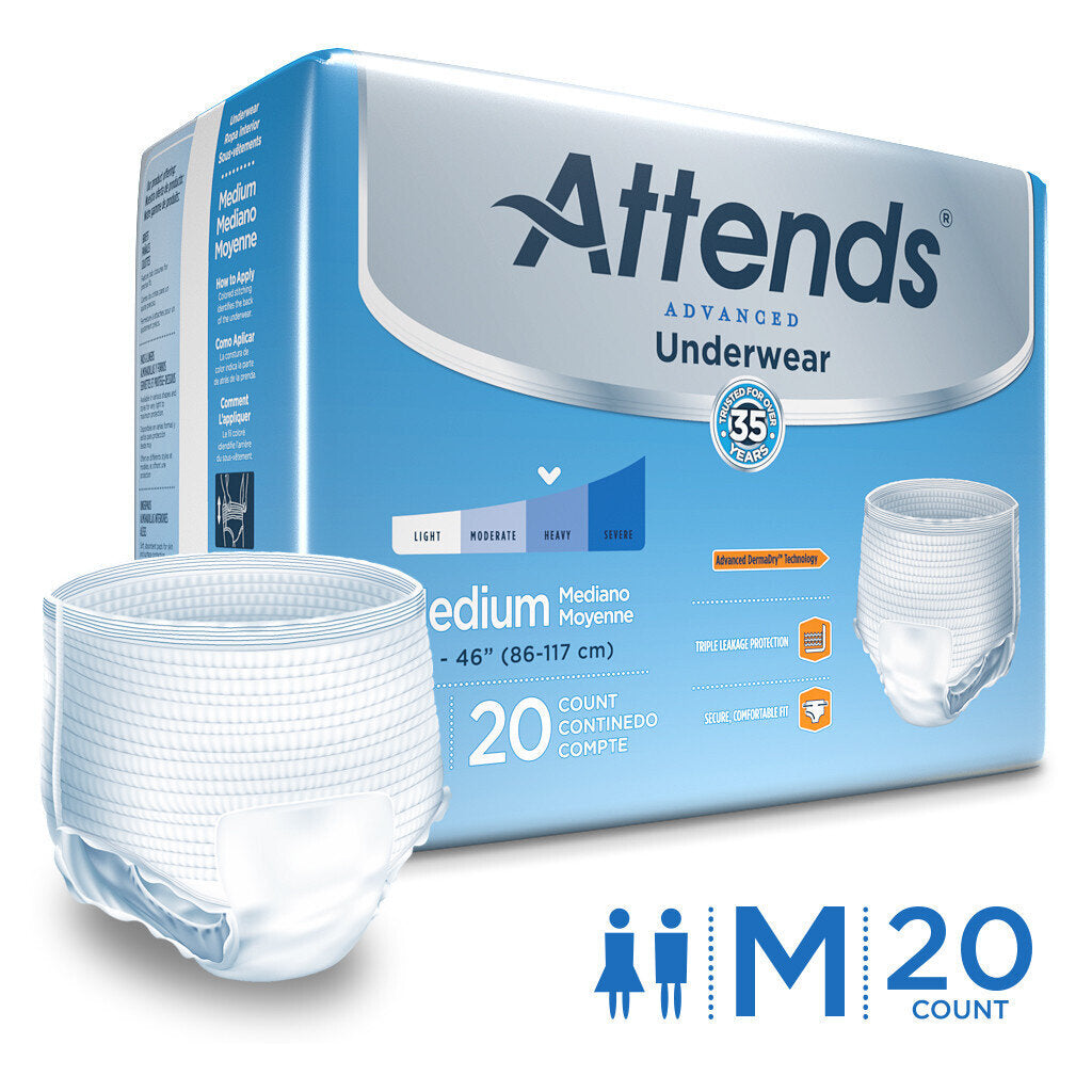 Attends Advanced Unisex Absorbent Underwear - Medium