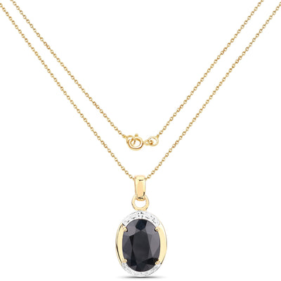 7.50 Carat Genuine Black Sapphire Pendant in Sterling Silver