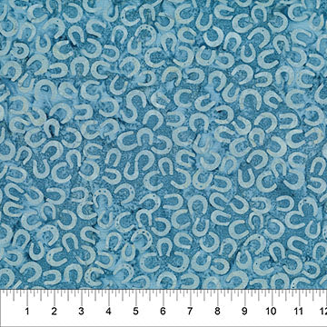 Saddle Up Horseshoes Steel Blue Cotton Fabric Per Yard
