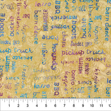 Tissu en coton Saddle Up Words Cheese Sauce 43"/44" par yard