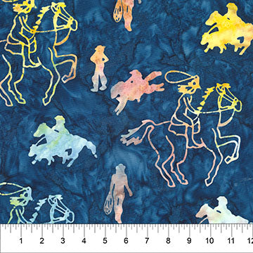 Tela de Algodón Collage Saddle Up Medianoche - 43"/44" por Yarda