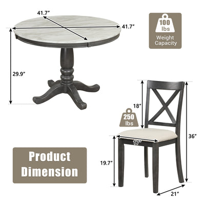Orisfur 5 Pieces Dining Table and Chairs Set for 4 Persons Kitchen Room Solid Wood Table with 4 Chairs - Korvel