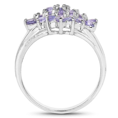 Bague en cluster en tanzanite véritable de 1,61 carat en argent sterling