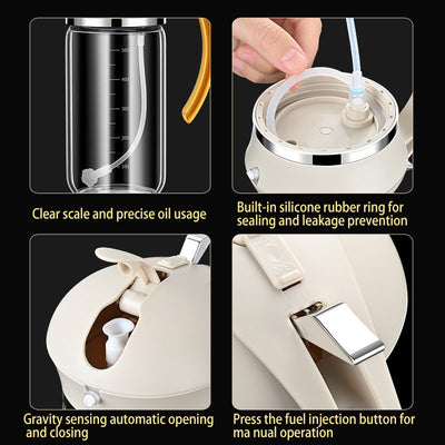 Food Grade Oil Pot Dual Use Glass Oil Spray Bottle Household Spray Sesame Oil Bottle Automatic Opening and Closing - Korvel