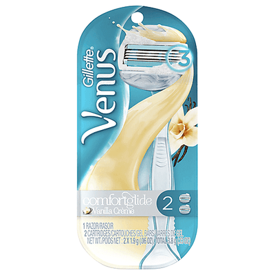 Gillette Venus Comfort Glide Vanilla Crème Razor with 2 Cartridges
