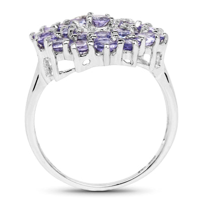 2.27 Carat Genuine Tanzanite Sterling Silver Engagement Ring