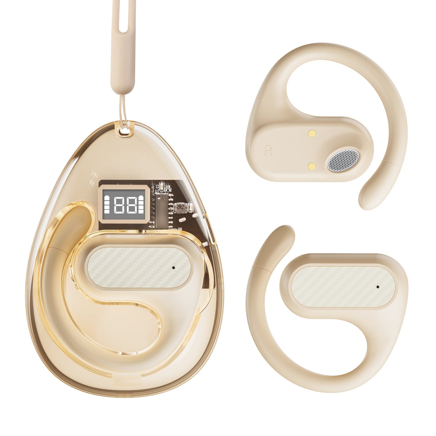 Z68 Pro Transparent Open Bluetooth Earphones OWS Intelligent Digital Display Ultra Long Battery Life Sports - Korvel