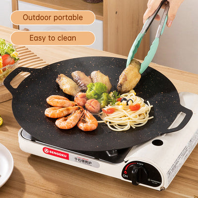 Outdoor Camping Domestic Barbecue Pan Korean Style Round Portable General Purpose Fried Egg Pan Iron Plate Barbecue Pan - Korvel