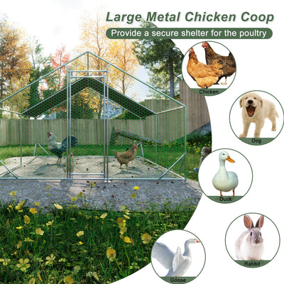 Large metal chicken cage, galvanized iron ribbon waterproof and UV resistant cover (10 'long x 13' wide x 6.56 'high) - Korvel