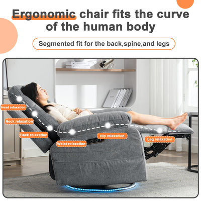 270 degree rotating electric recliner speaker with LED light, USB+C charging port, extendable foot pedal, adjustable backrest - Korvel