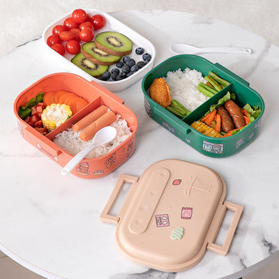 Cartoon cute portable square single layer lunch box with handle lunch box - Korvel