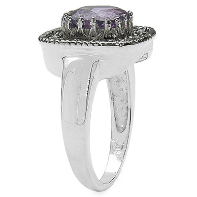 2.53 Carat Genuine Amethyst & Tanzanite Sterling Silver Ring