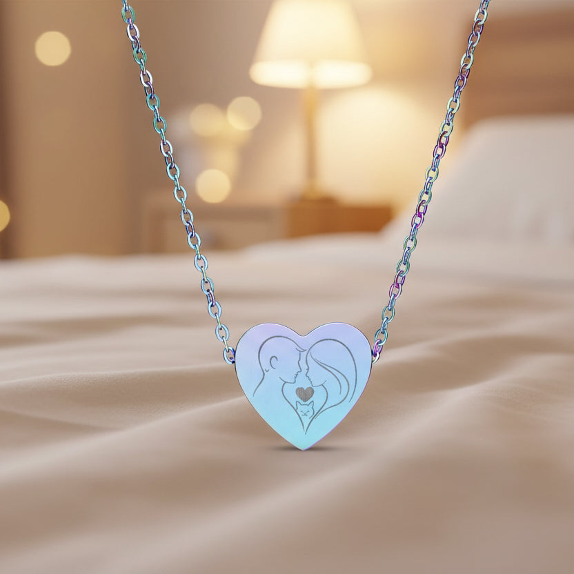 Couple & Cat Heart Necklace – A Timeless Keepsake