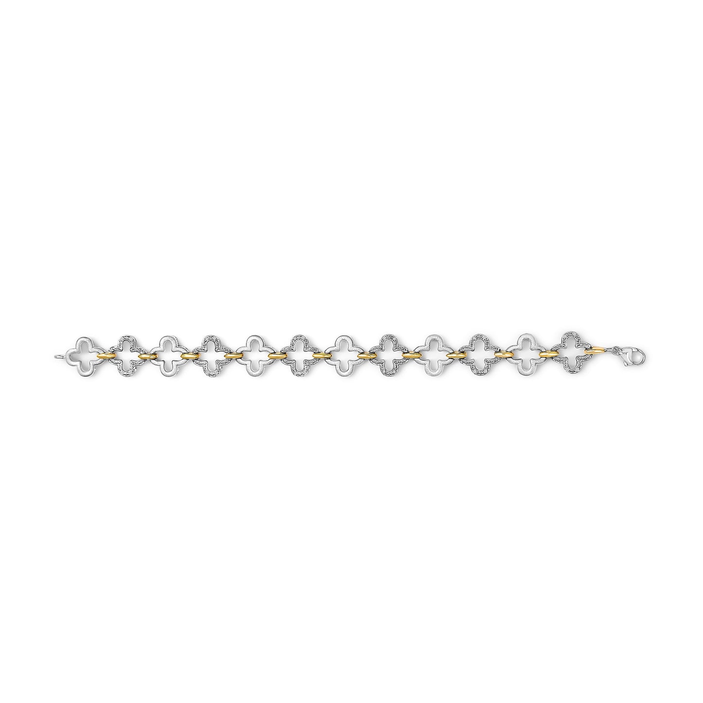 .925 Pulsera de Tenis de Plata Esterlina Bicolor con Diamantes - 7"
