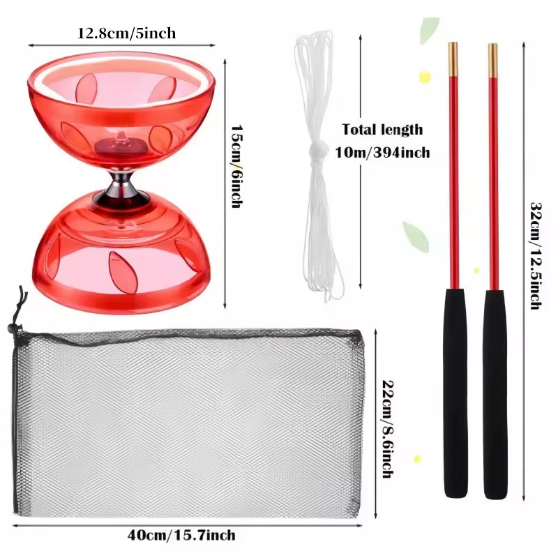 Chinese Portable Diabolo Set – All-Age Fitness for Indoor/Outdoor Agility - Korvel