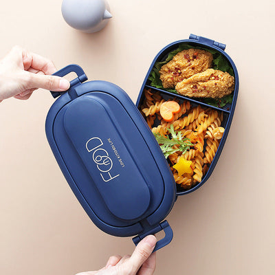 Japanese Portable Double Layer Bento Lunch Box with Cutlery
