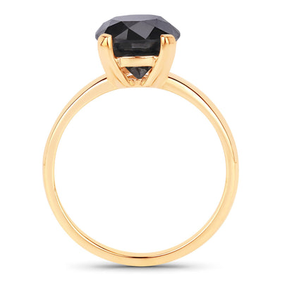 Bague en or jaune 14K avec diamant noir véritable de 3,00 carats