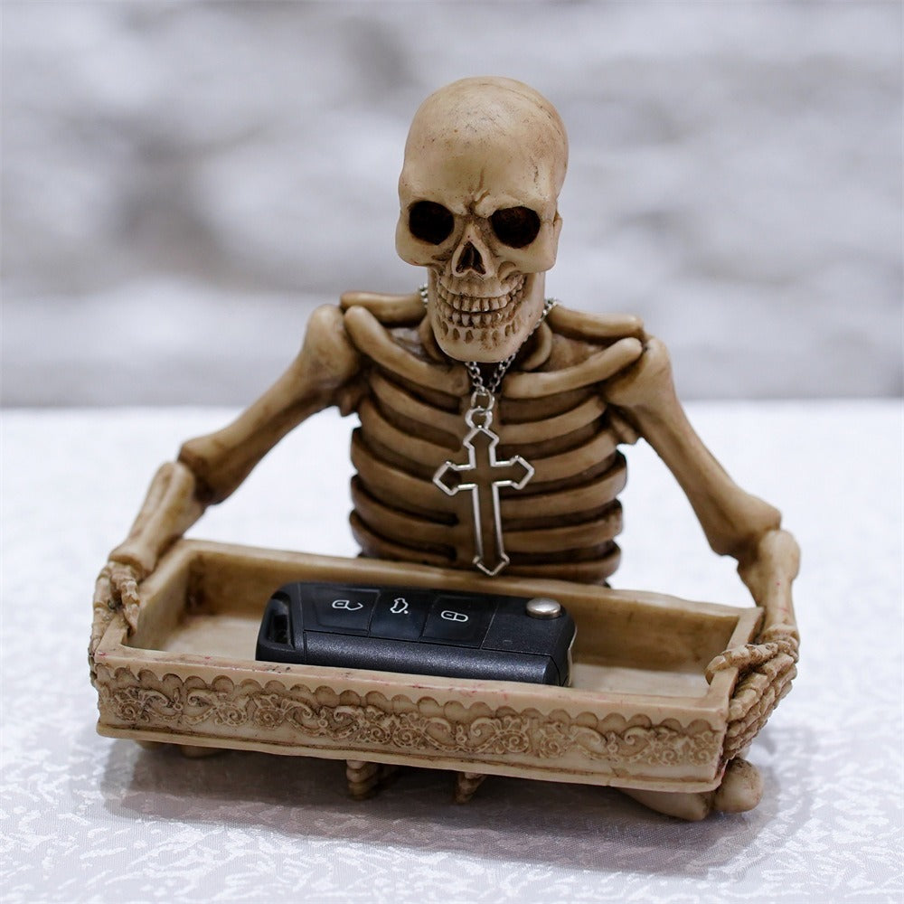 Antique Skull Holding Slot Storage Small Tray - Korvel